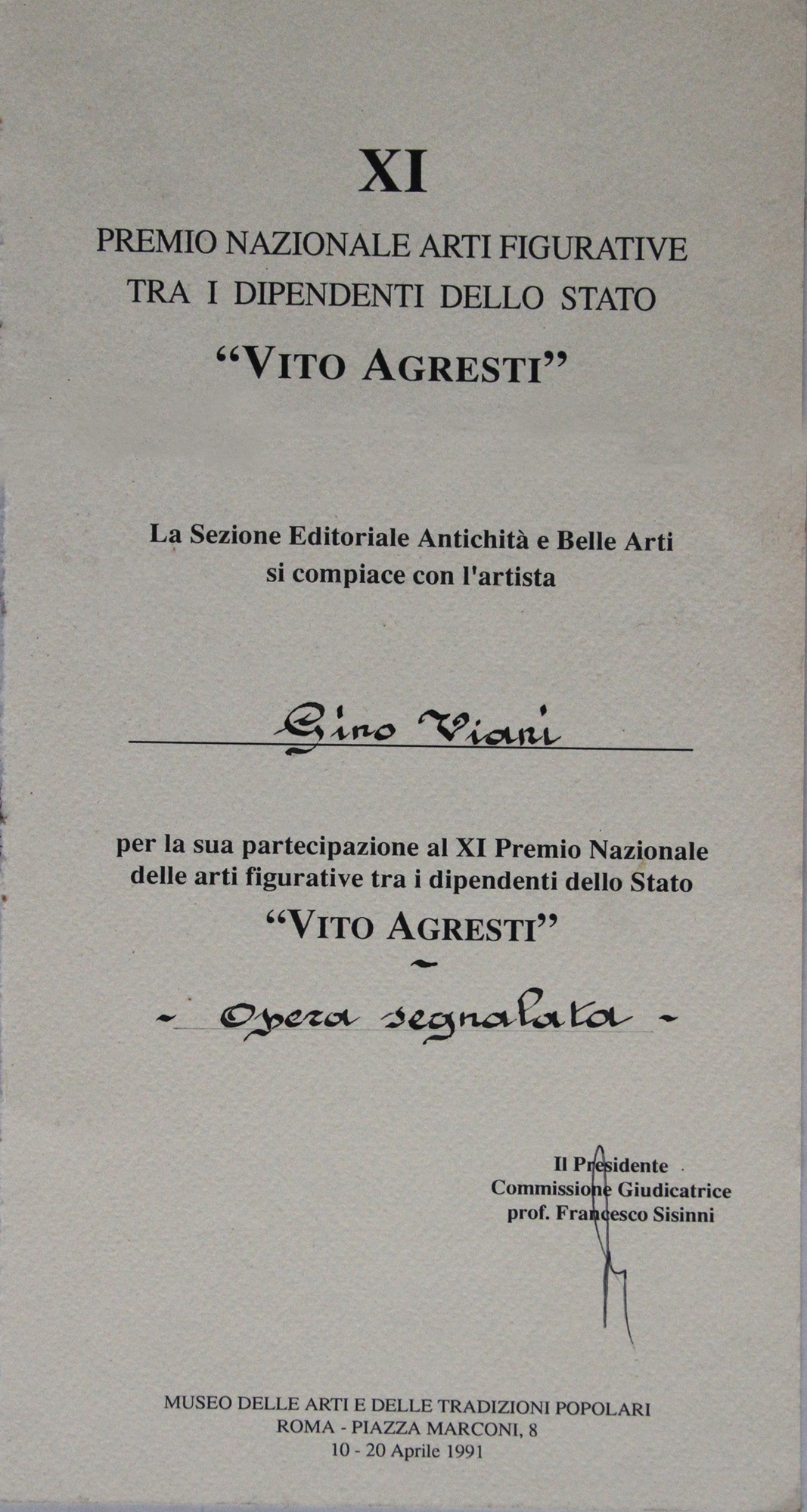 XI Pemio Vito Agresti